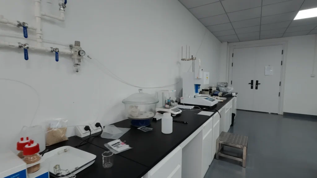 Laboratory bench with materials testing equipment