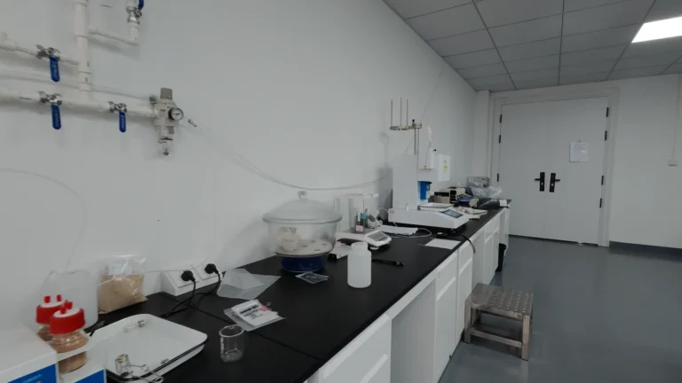 Laboratory bench with materials testing equipment